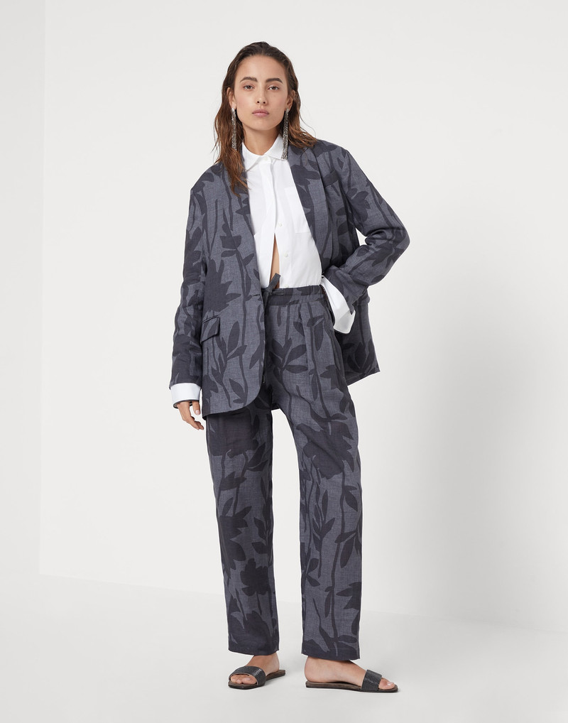 Ramage print lessivé linen slouchy trousers 4