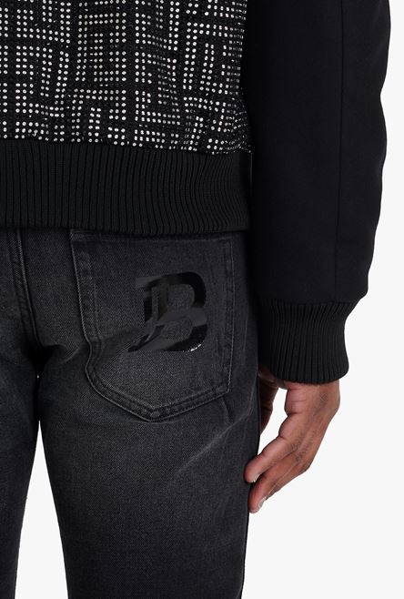 Teddy jacket with embroidered black and silver Balmain monogram - 9