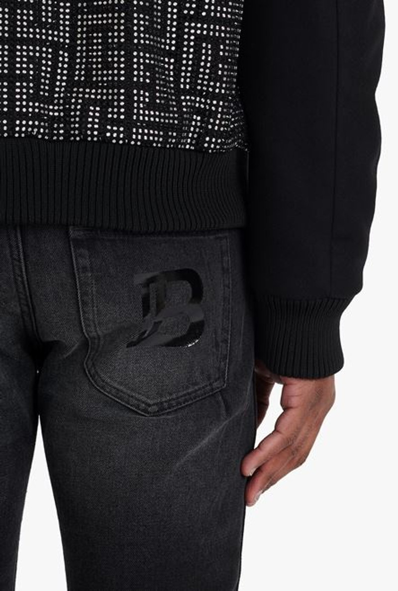 Teddy jacket with embroidered black and silver Balmain monogram 9