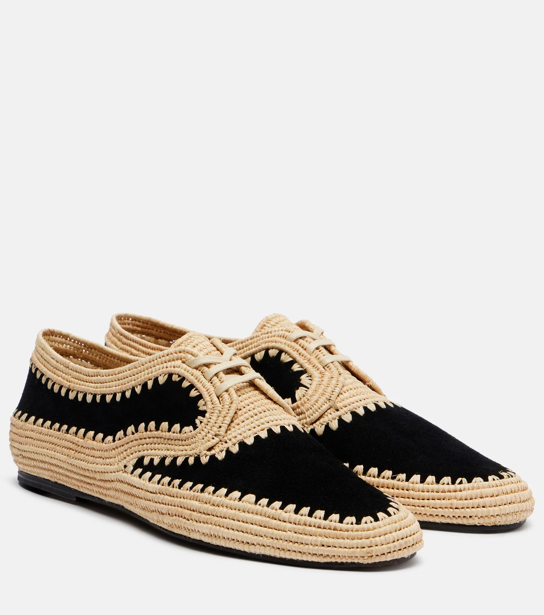 Strength raffia and suede Derby shoes - 1