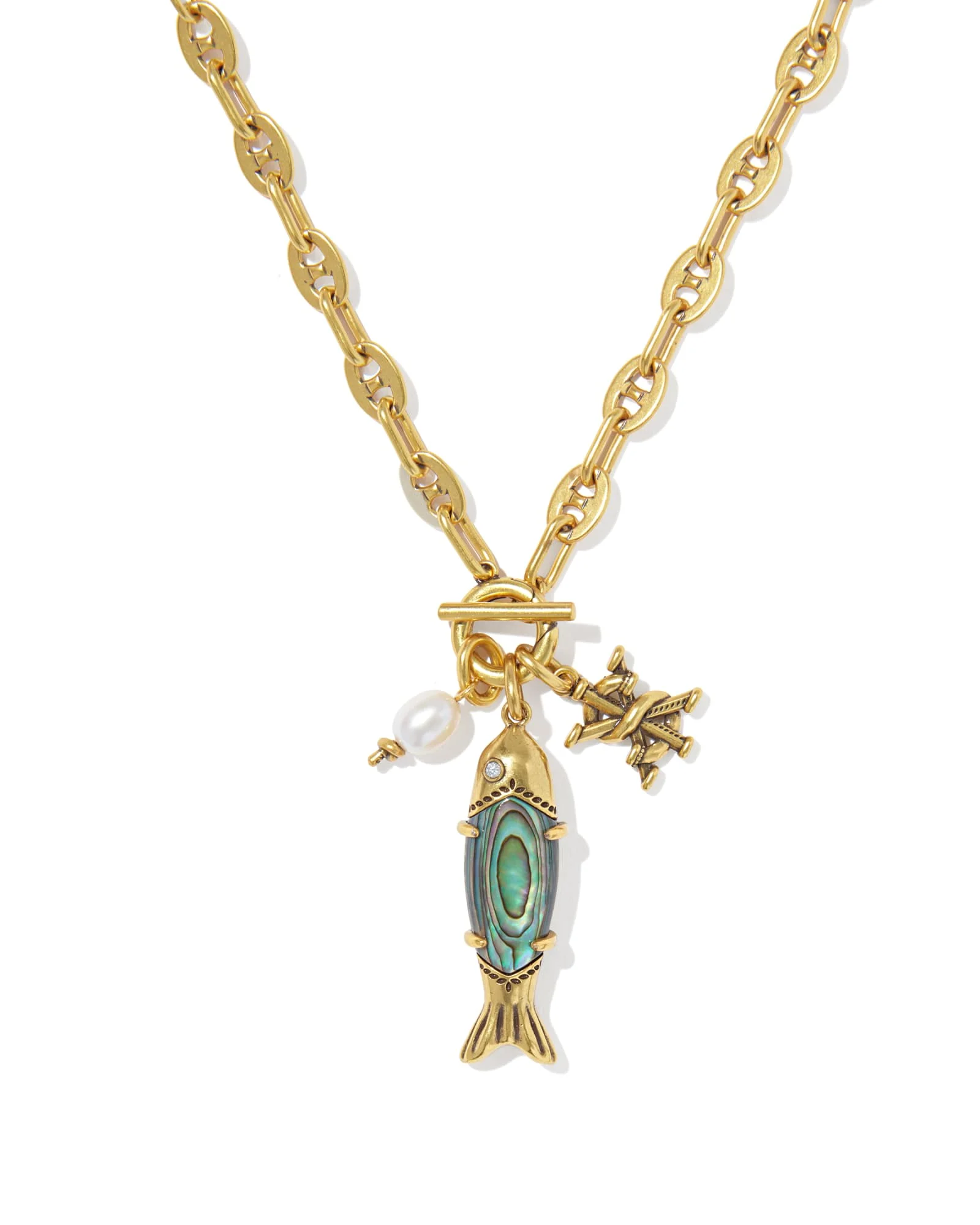 Parker Fish Vintage Gold Long Charm Necklace - 1