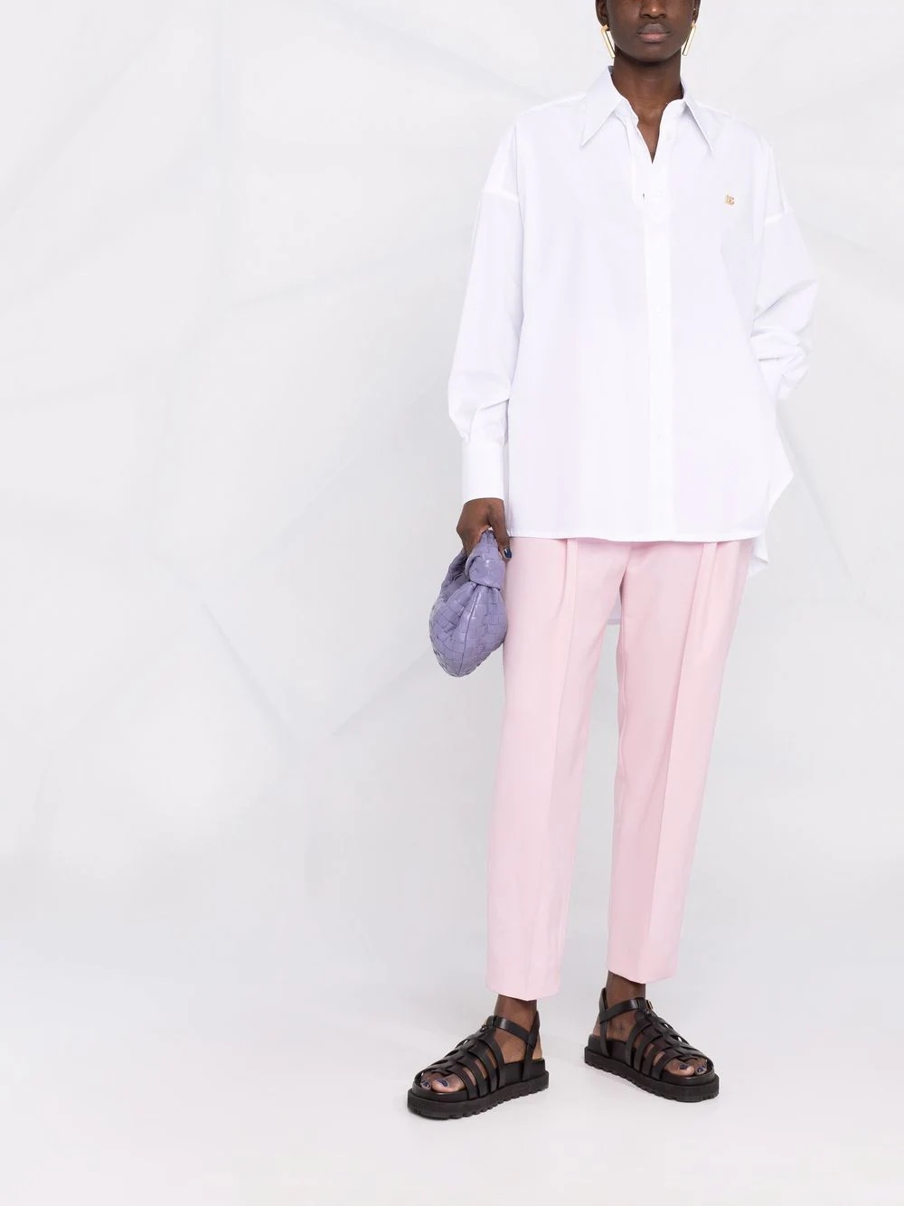 logo-plaque oversized cotton shirt - 2