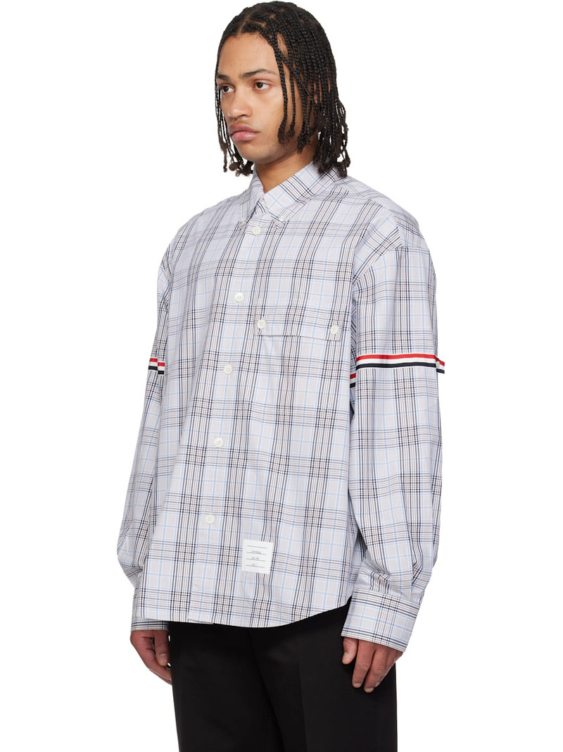 Thom Browne Gray Oversized Double Needle RWB GG Armband Shirt outlook
