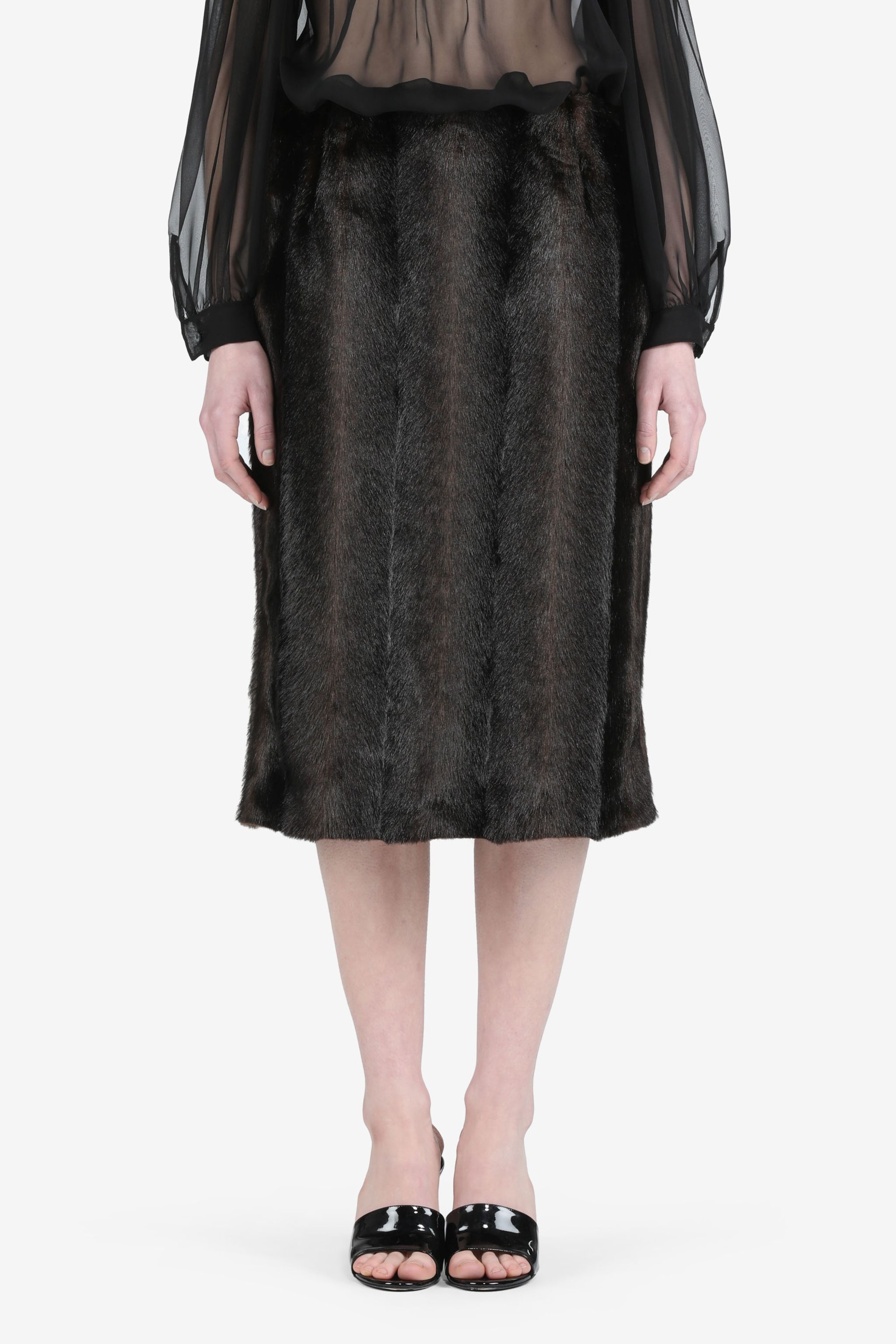 FAUX-FUR TAILORED PENCIL SKIRT - 1