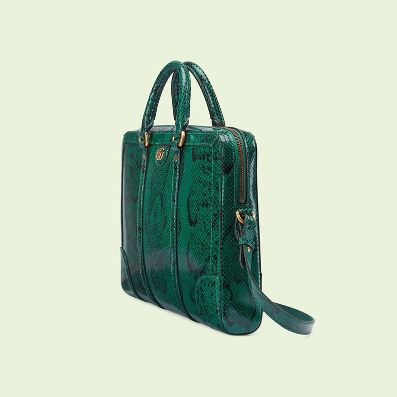 GUCCI Python briefcase with Double G outlook