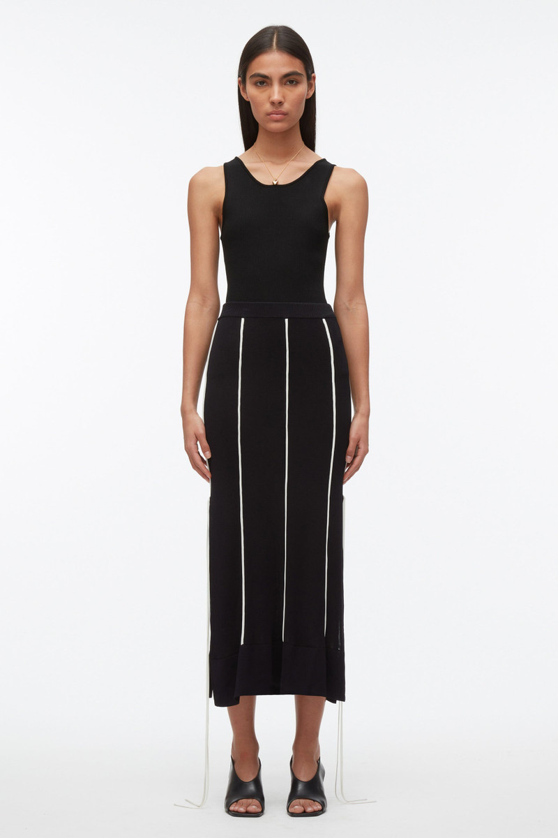 Knit Midi Skirt with Piping 1