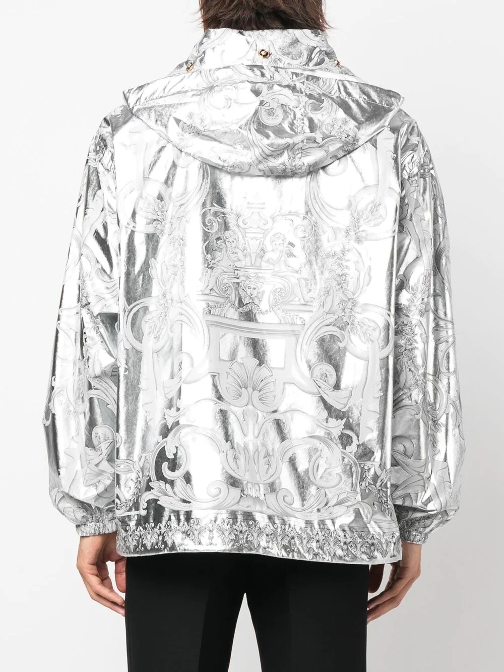 Barocco-print hooded jacket - 4