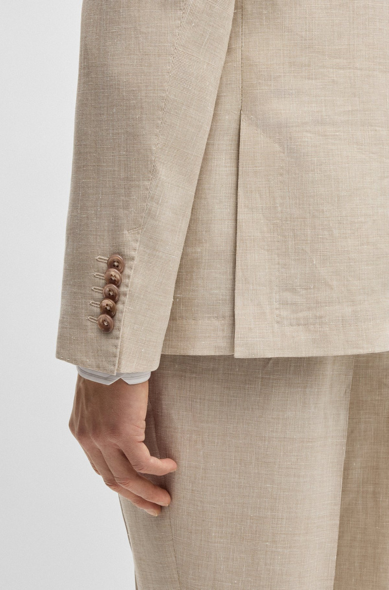 SLIM-FIT SUIT IN CHECKED LINEN, WOOL AND SILK 5