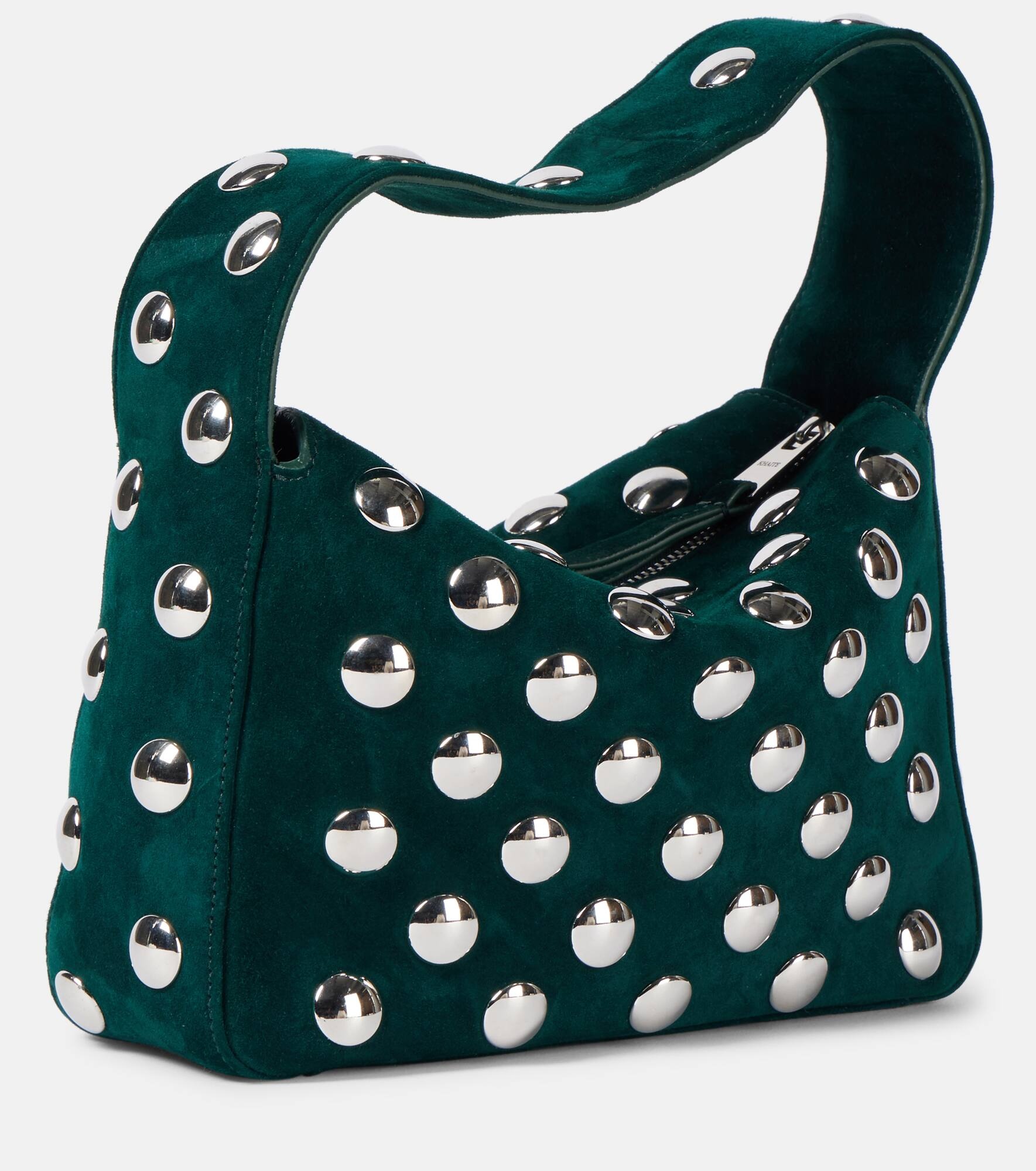 Elena Small studded suede shoulder bag - 4