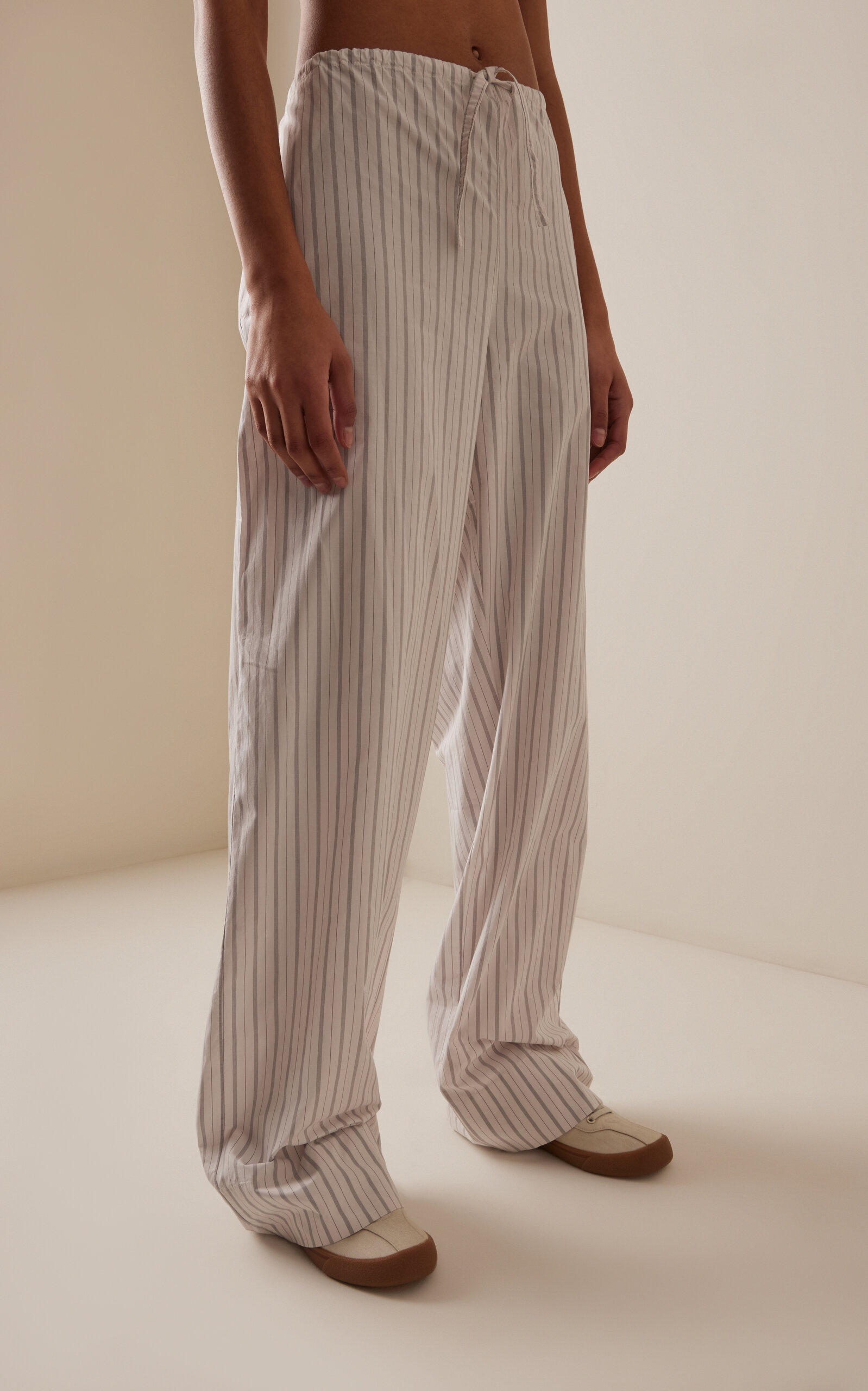 パンツ THE ROW HYPNOSTA STRIPED COTTON TROUSERS Hypnosta Striped Cotton-Poplin Wide-Leg Pants – Belinda