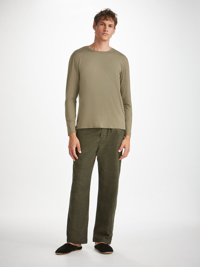 Derek Rose Men's Long Sleeve T-Shirt Basel Micro Modal Stretch Khaki outlook