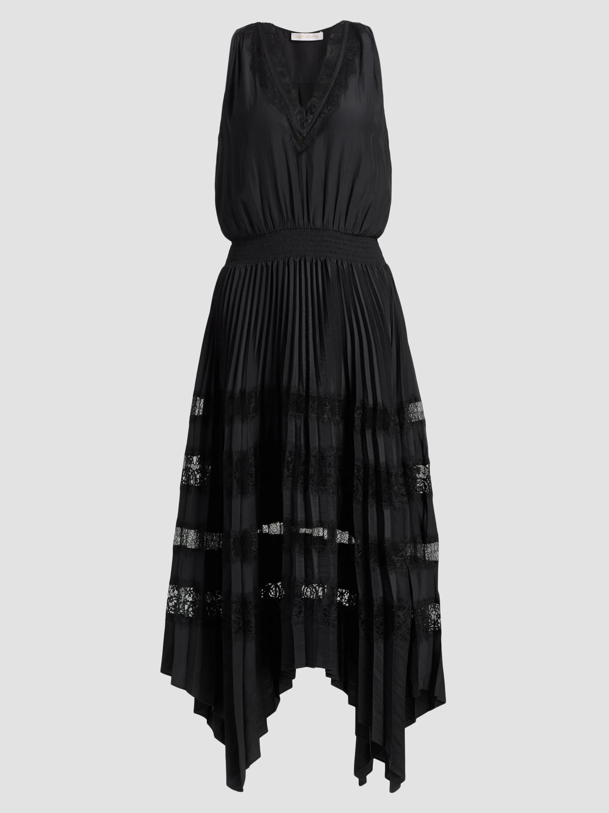 Women's Roselyn Pleated Lace-Trim Midi Dress - Black - 1