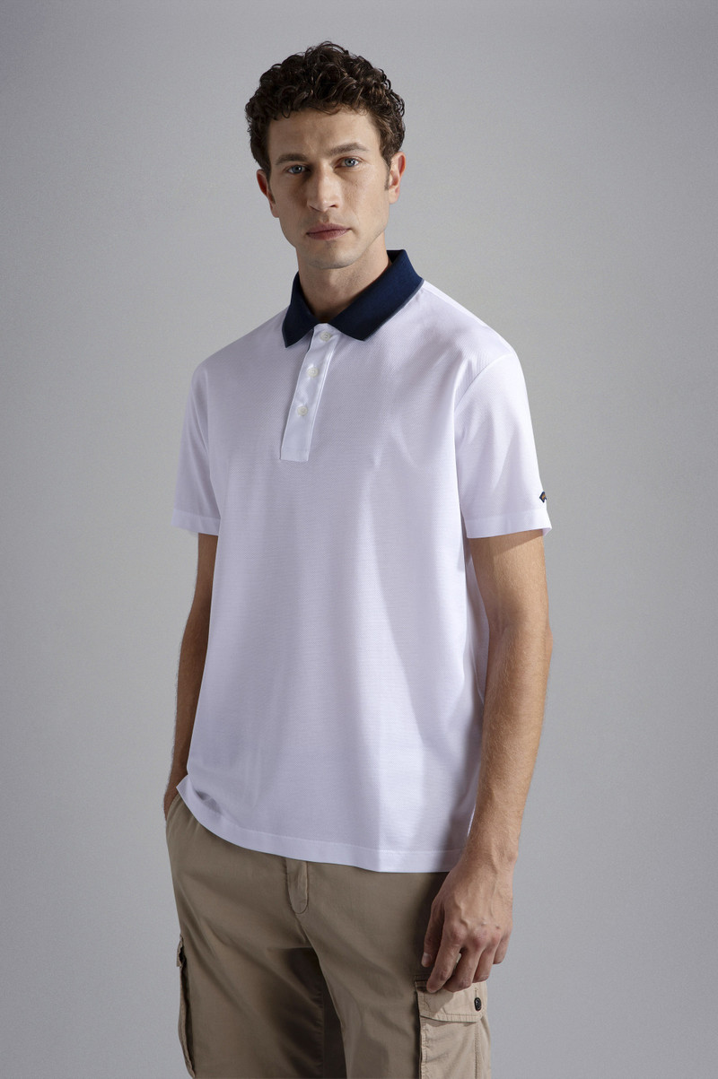 COTTON PIQUE POLO SHIRT WITH OVERSIZE TRICOLOUR DETAILS 6