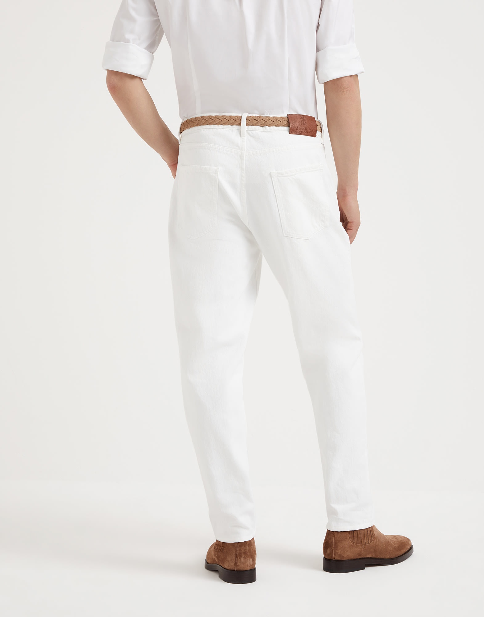 Garment-dyed iconic fit five-pocket trousers in slubbed denim - 2
