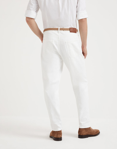 Brunello Cucinelli Garment-dyed iconic fit five-pocket trousers in slubbed denim outlook