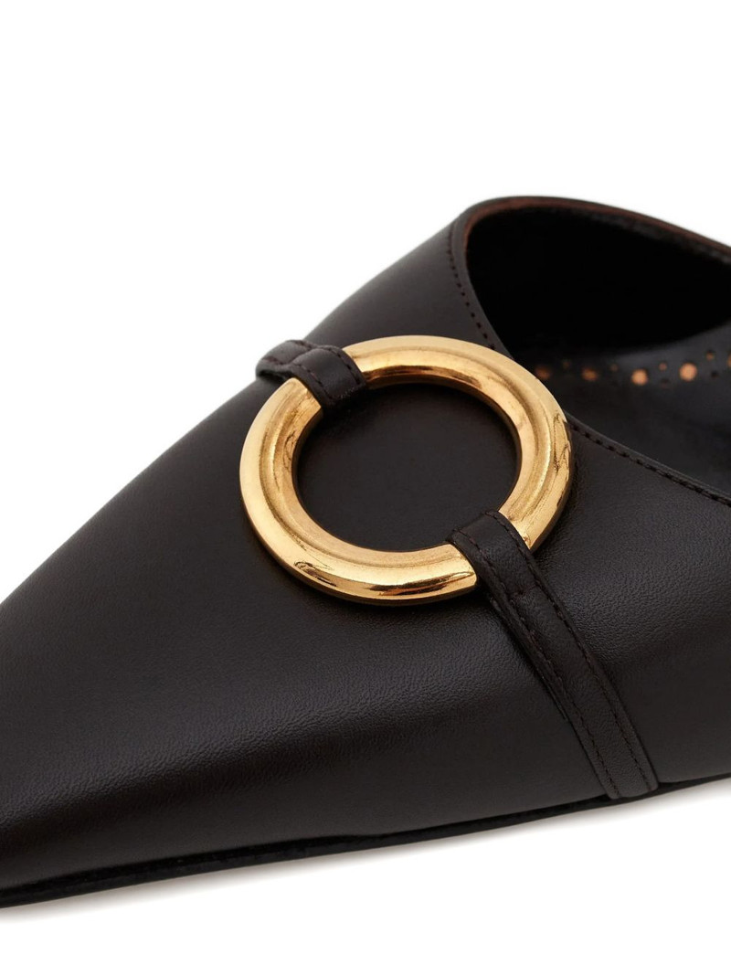 pointed-toe buckled leather pumps 4