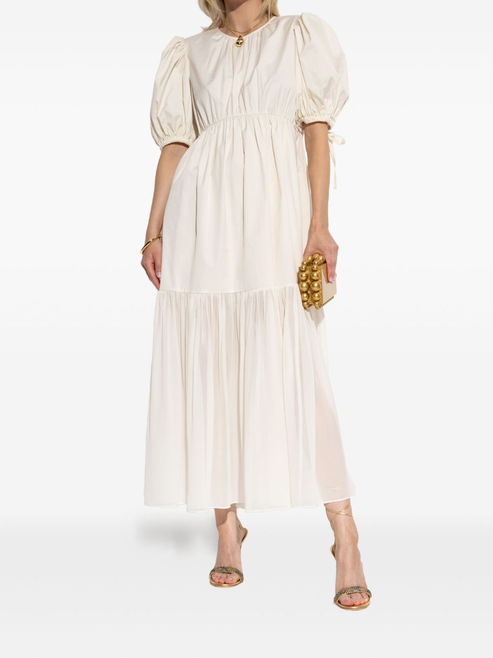 puff-sleeve midi dress - 2