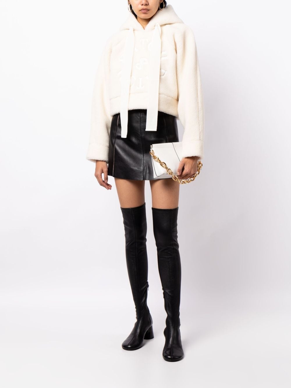 Medallion-embroidered faux-shearling hoodie - 2