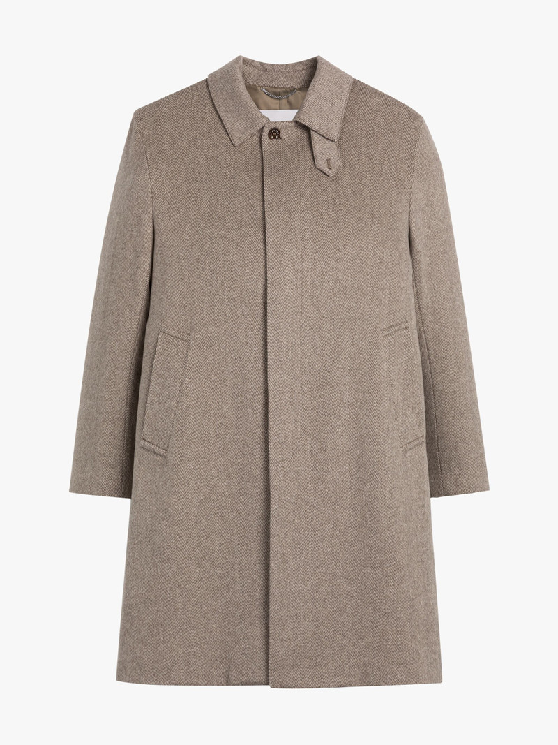 DUNKELD BEIGE HERRINGBONE CASHMERE 3/4 COAT 1
