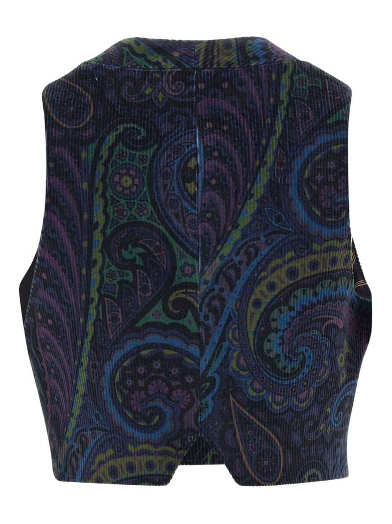 Etro paisley-print corduroy vest outlook