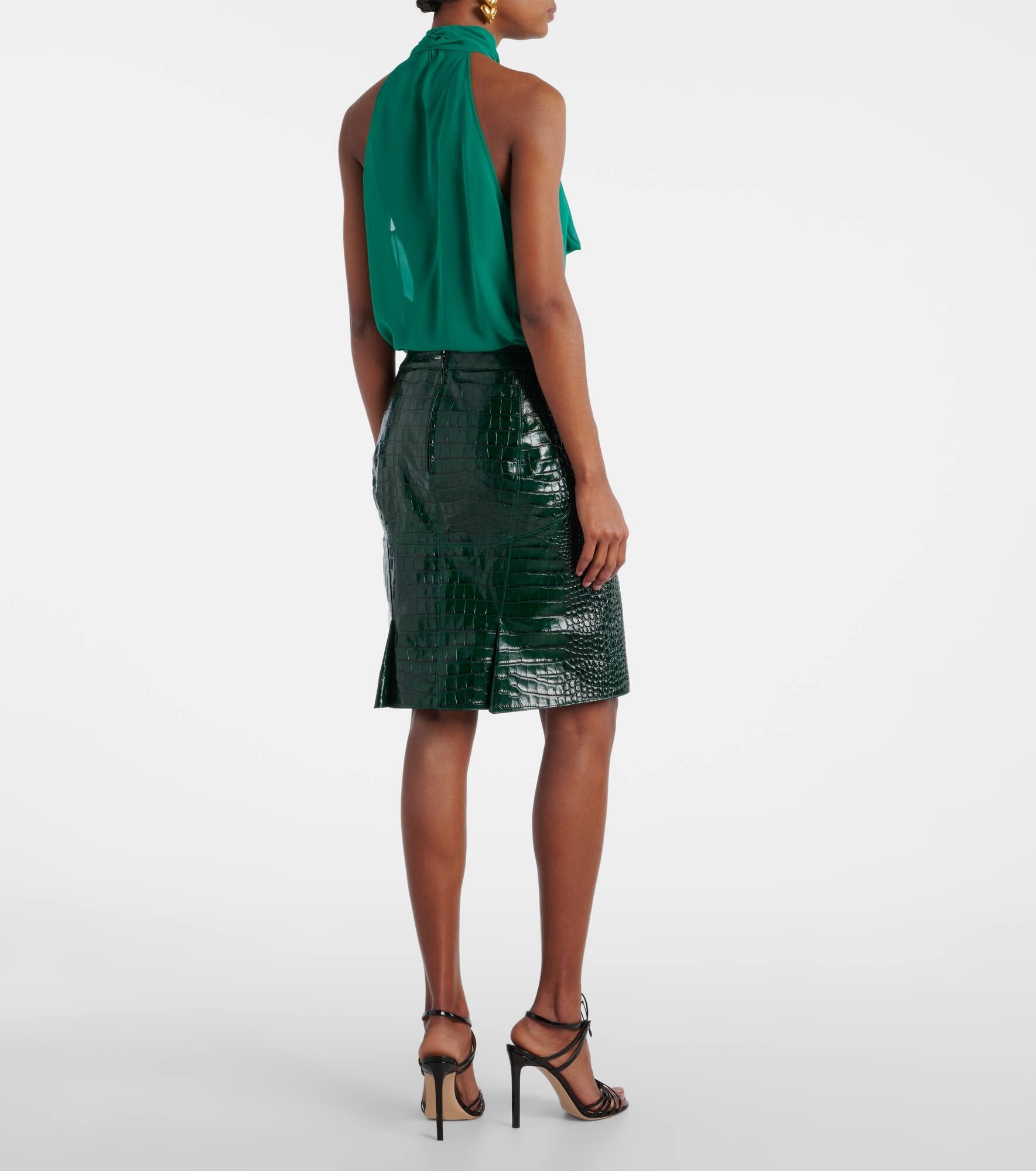 Croc-effect leather miniskirt - 3