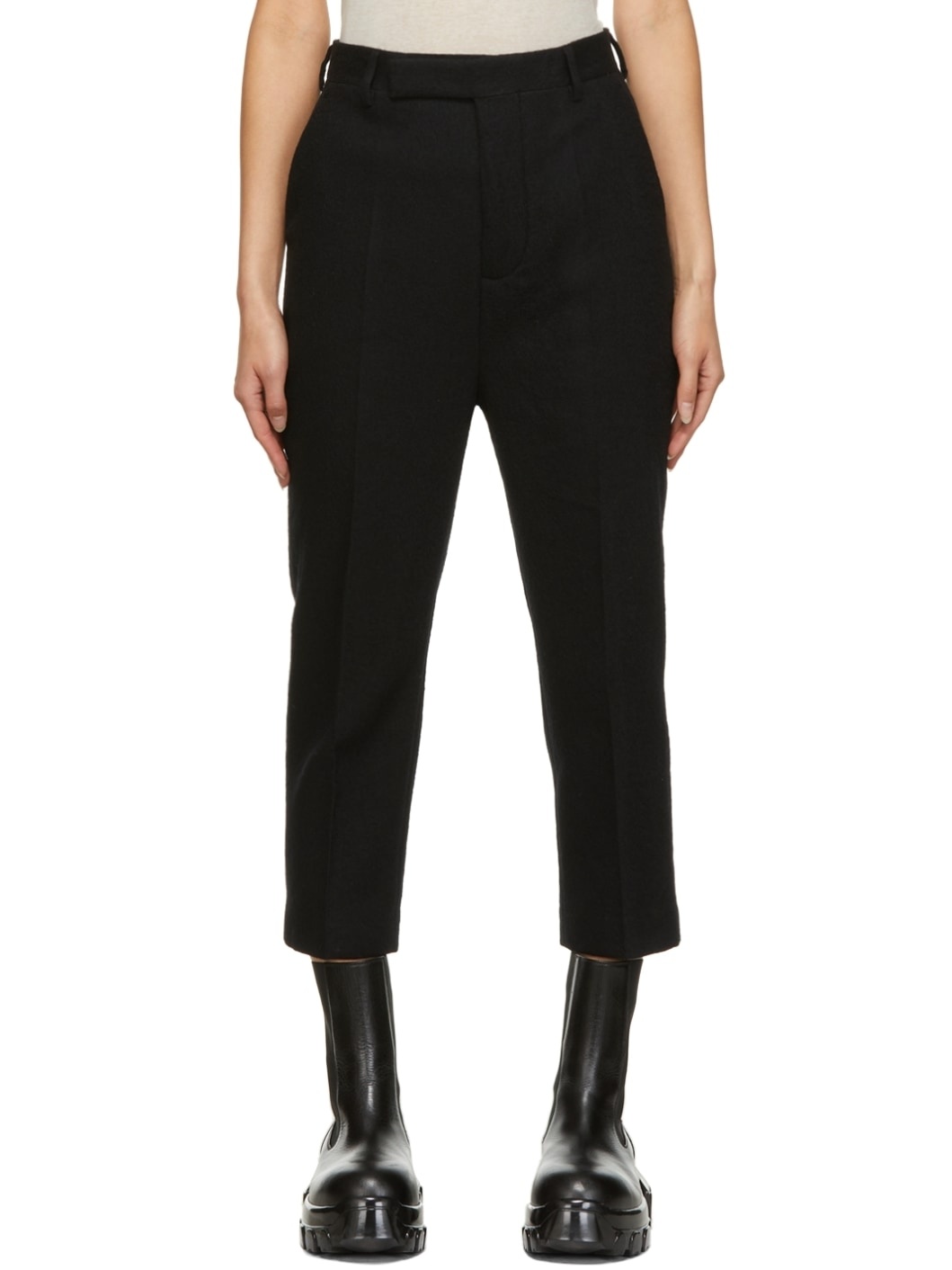 Black Flannel Astaires Cropped Trousers - 1