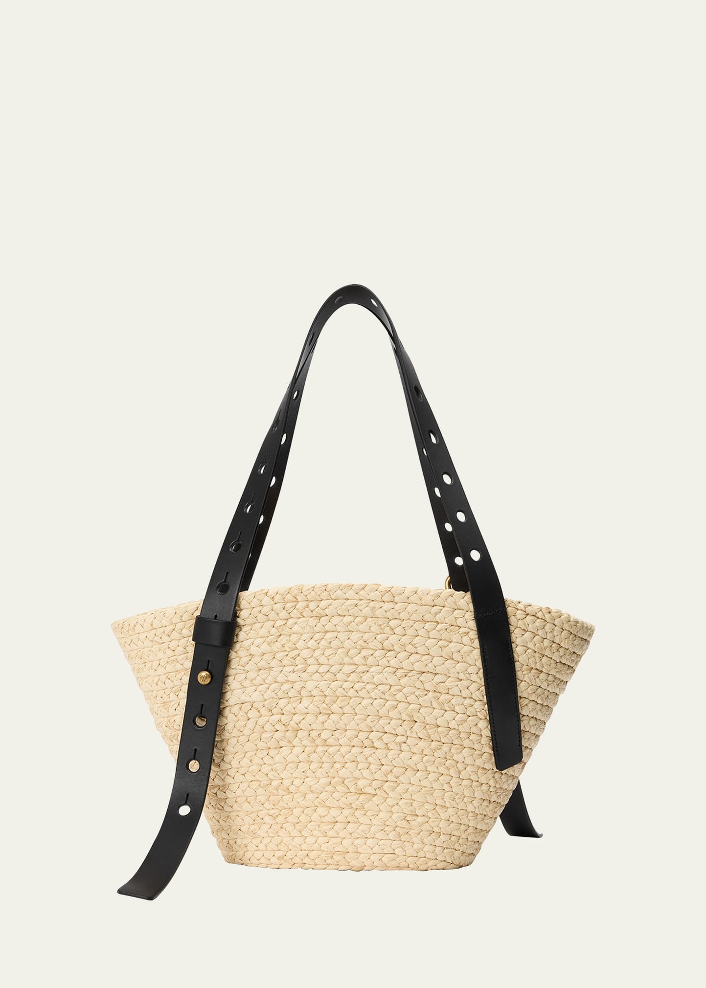 Punch Hole Small Basket Shoulder Bag in Raffia - 1