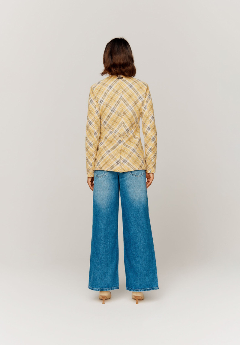 CHECK COLLARLESS BLAZER 6