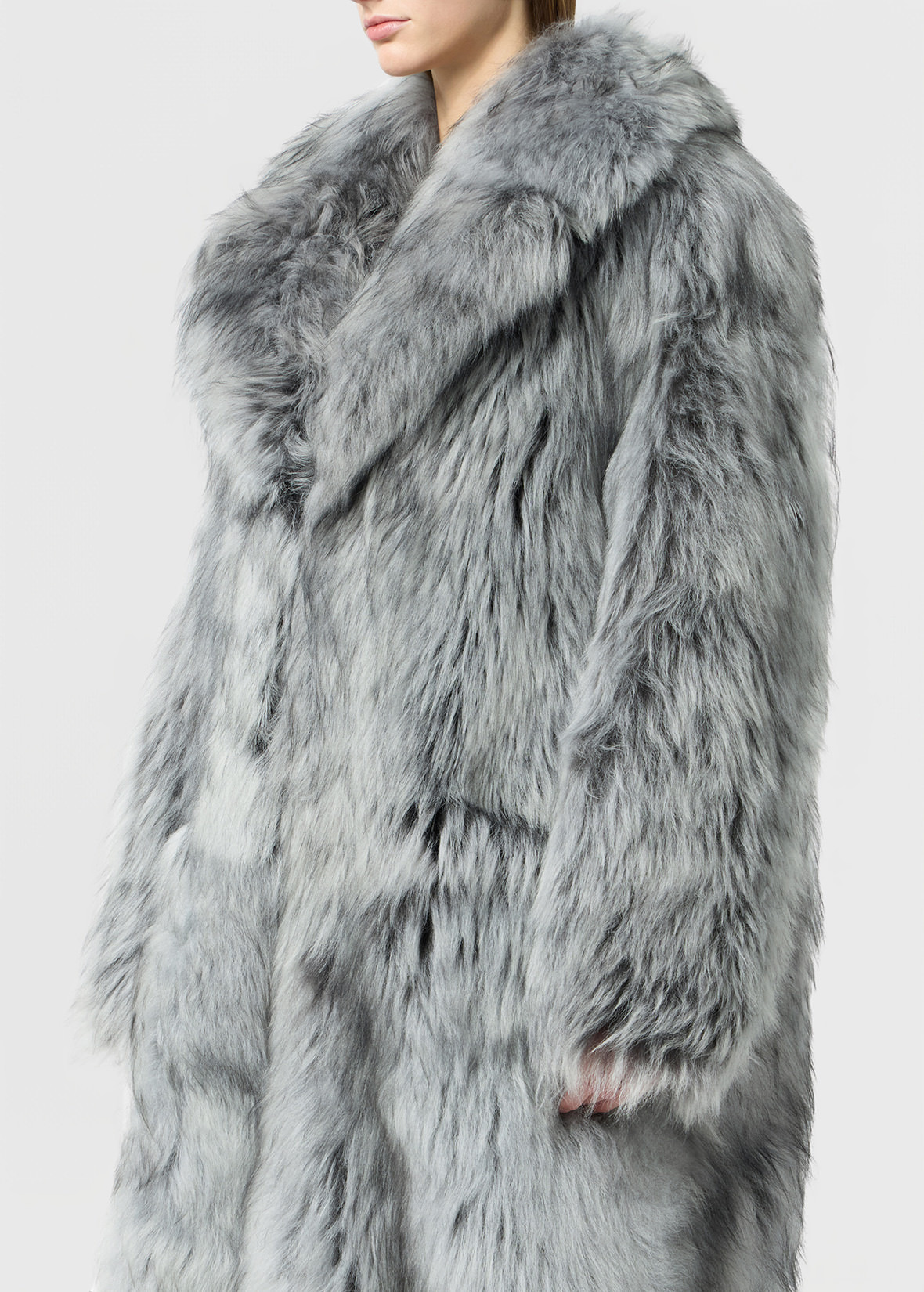 LONG FUR COAT IN CASHMERE GOAT HAIR - 5