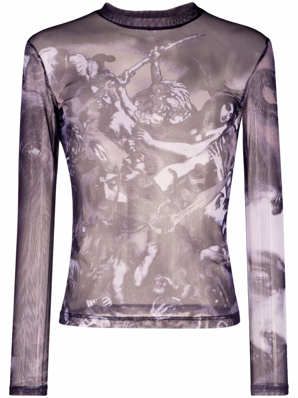 sheer graphic-print top - 1