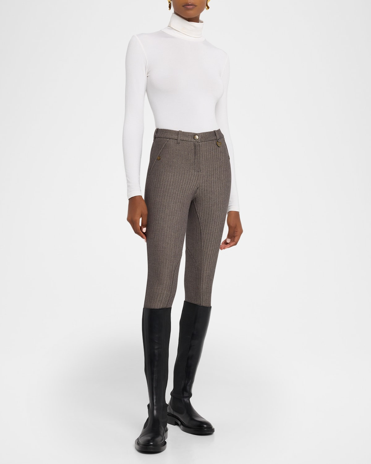 Anne Herringbone Skinny-Leg Jodhpur Pants - 2