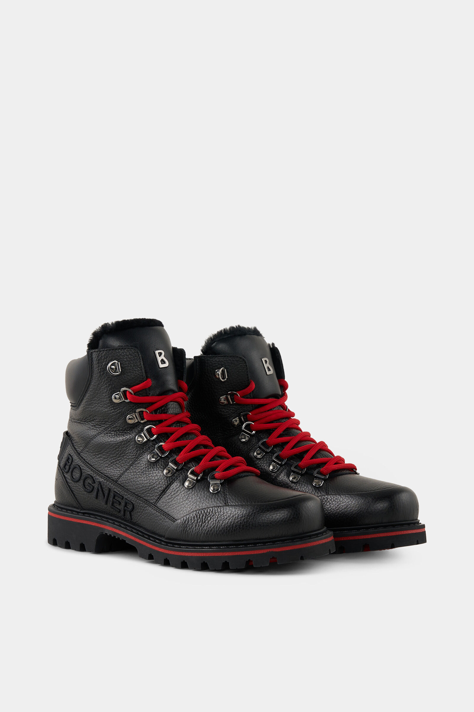Mid Boots Helsinki with spikes in Black/Red - 4