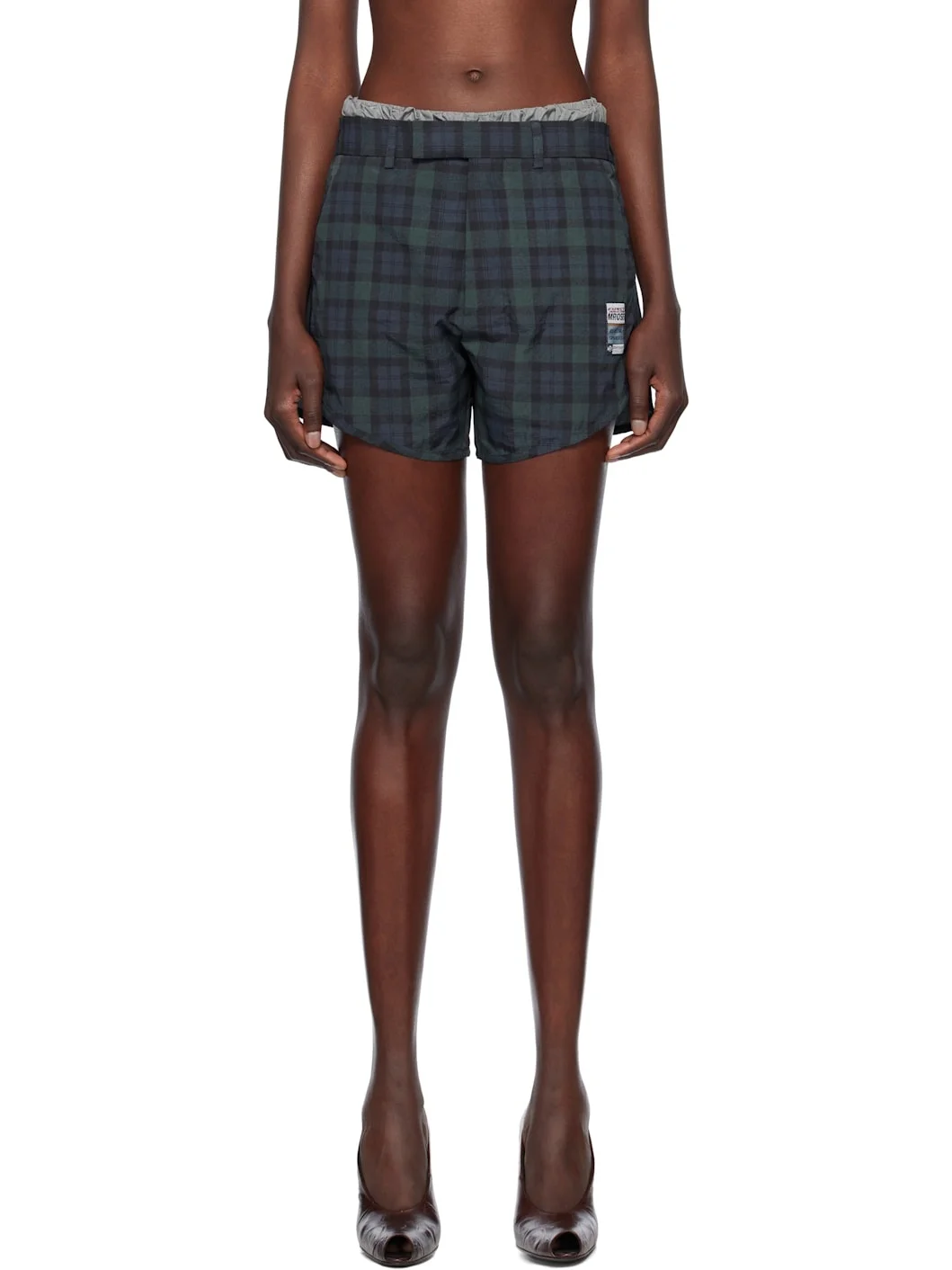 Navy & Green Tailored Gym Shorts - 1