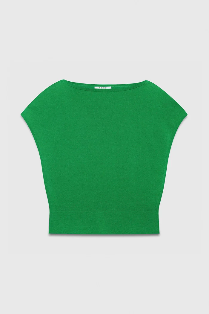 Nova Knitted Top Emerald Green Silk Blend - 1