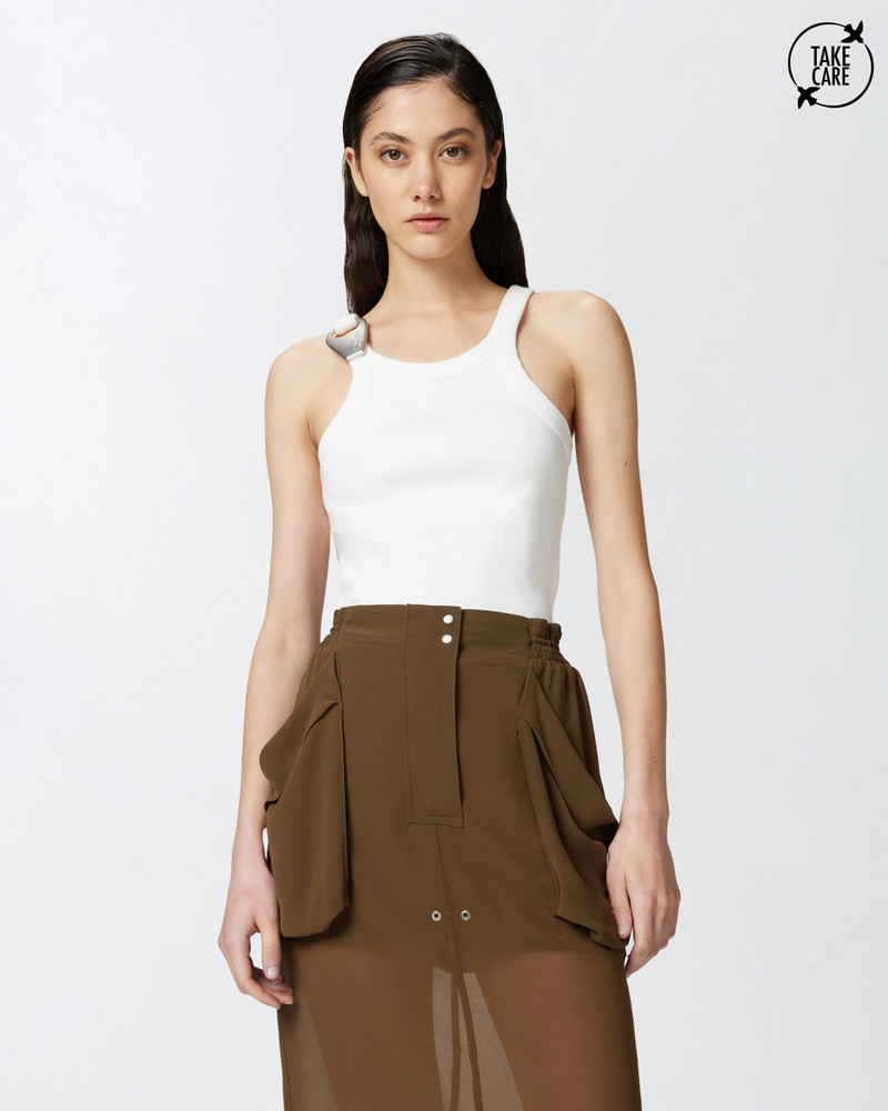 PINKO REIMAGINE BY PINKO X PATRICK MCDOWELL RIBBED VEST TOP WITH BUCKLE outlook