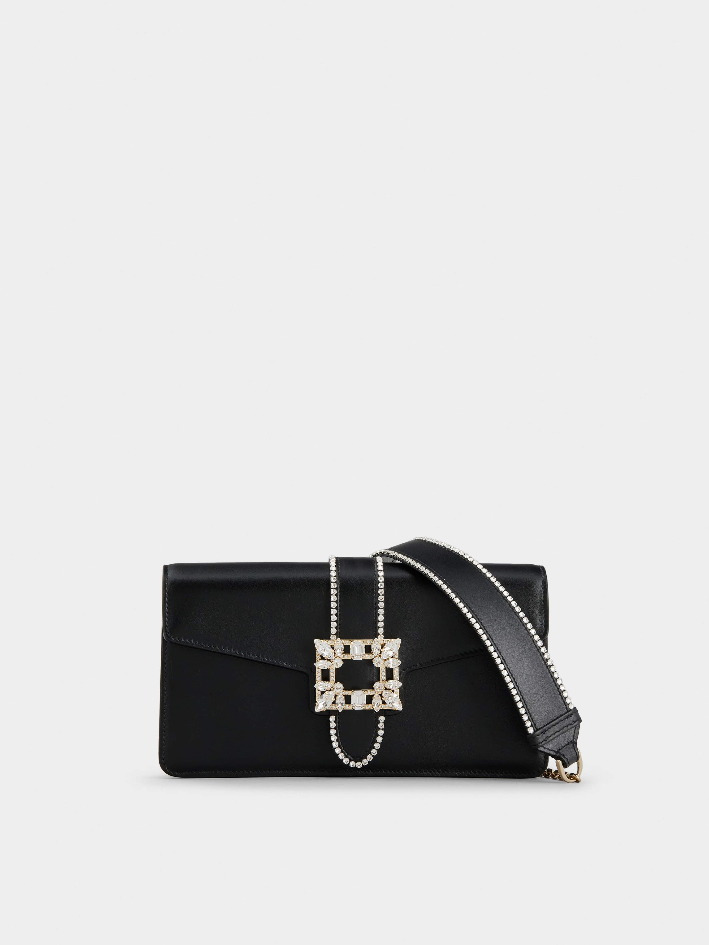 Miss Vivier Strass Buckle Clutch in Leather - 1
