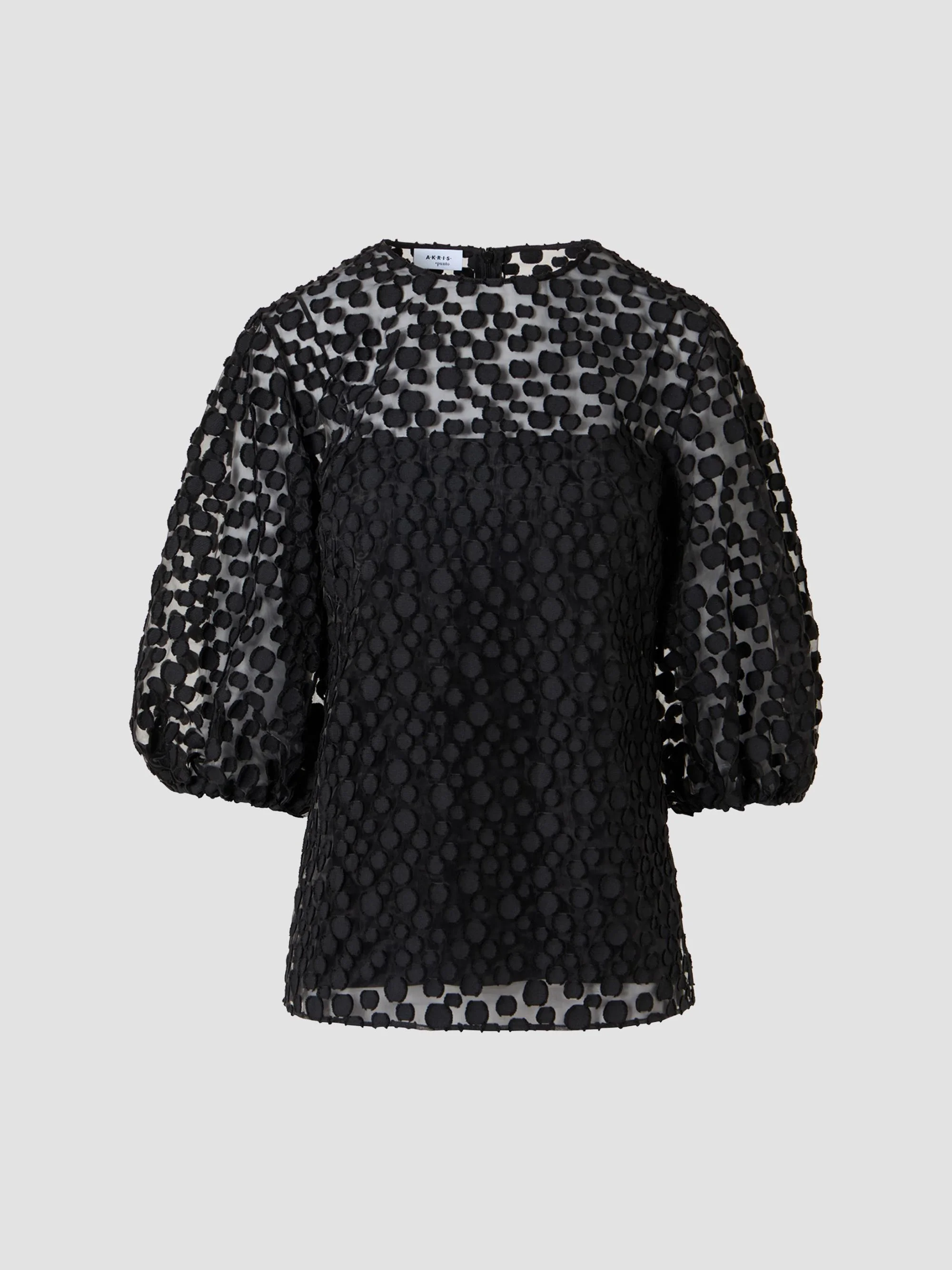 Women's Polka Dot Cotton-Blend Top - Black - 1