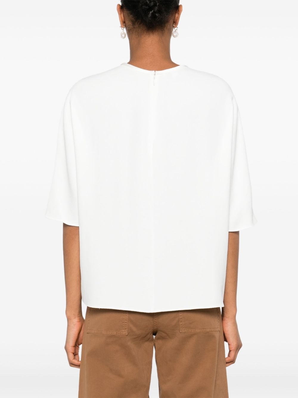 satin-trim crepe blouse - 4