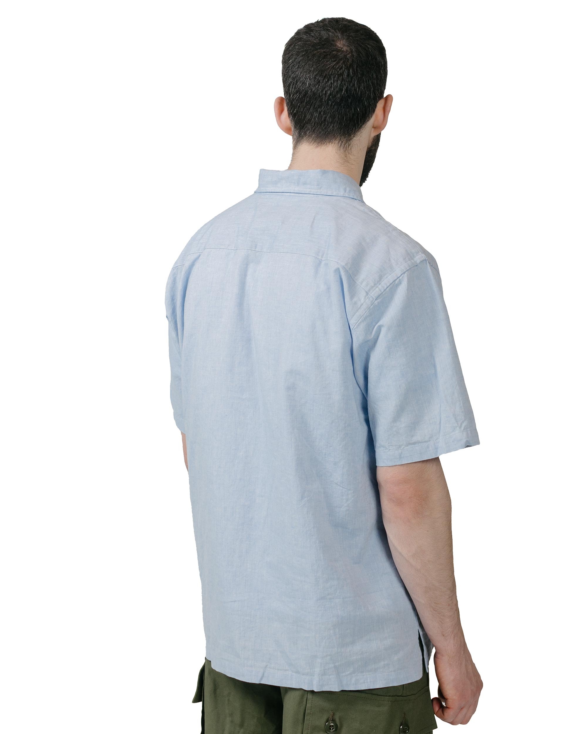 Ivan Relaxed Cotton Linen SS Shirt Pale Blue - 3