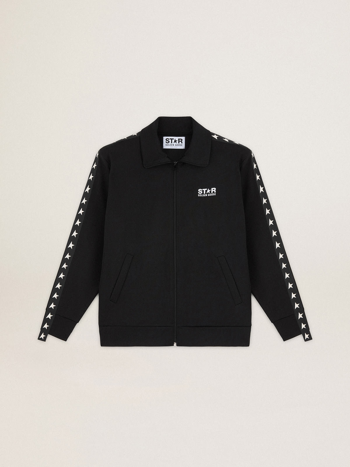 Men’s black zipped sweatshirt with white stars - 1