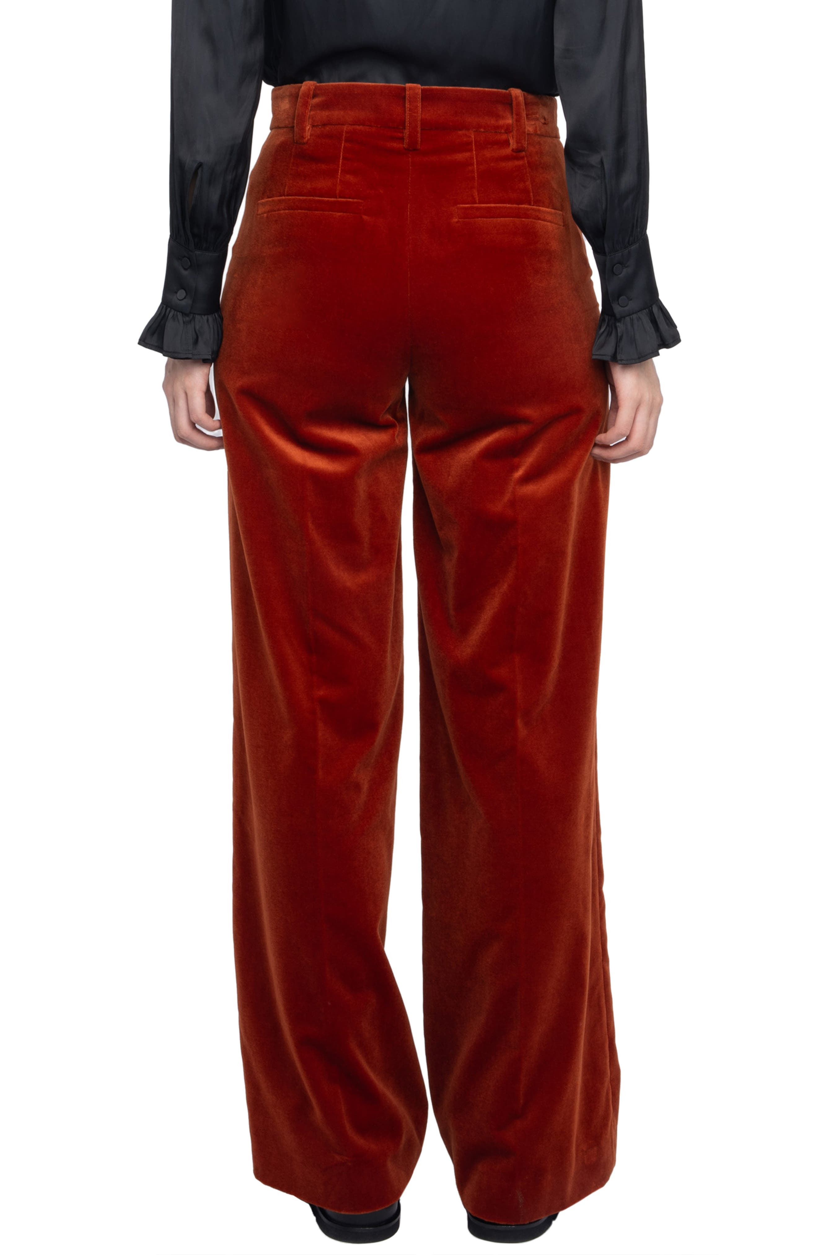 Zadig & Voltaire Panol Flare Velveteen Boot Cut Pants in Burn at Nordstrom - 2
