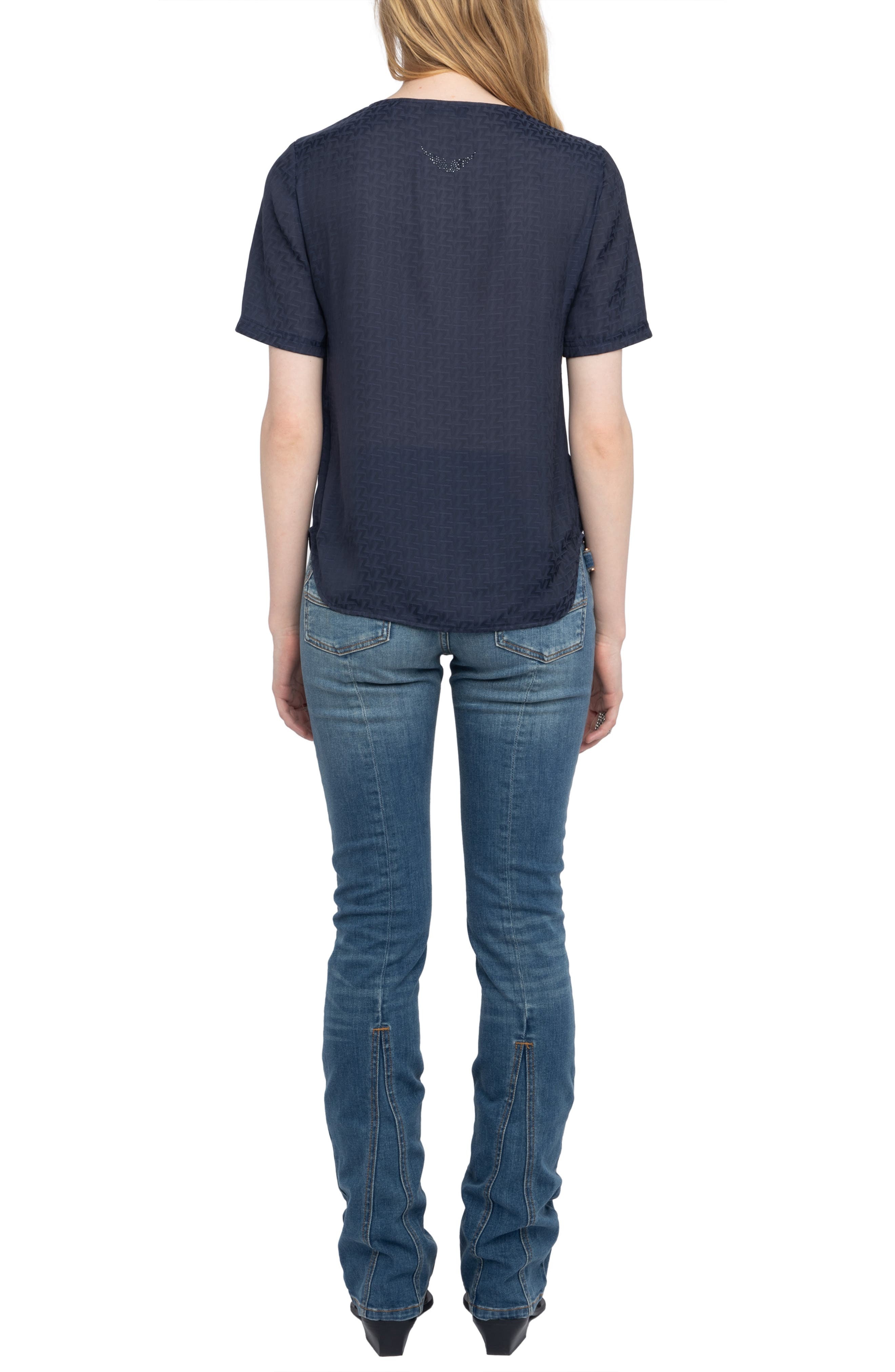 Zadig & Voltaire Terzo Lace-Up Satin Top in Encre at Nordstrom - 6