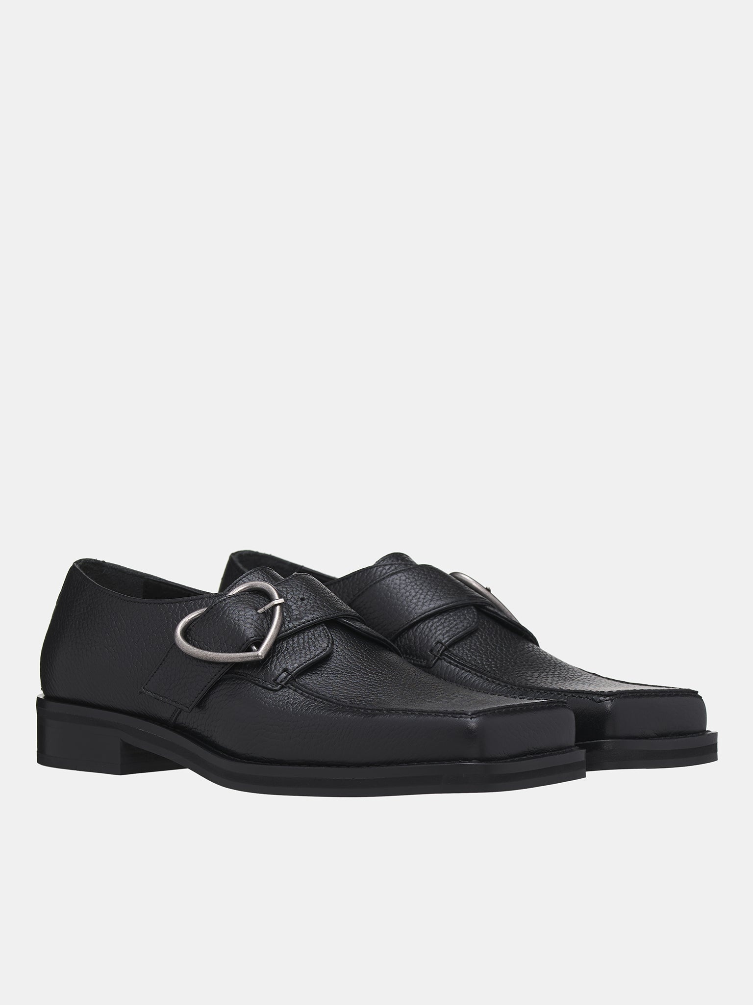 Square Toe Buckle Loafers - 2