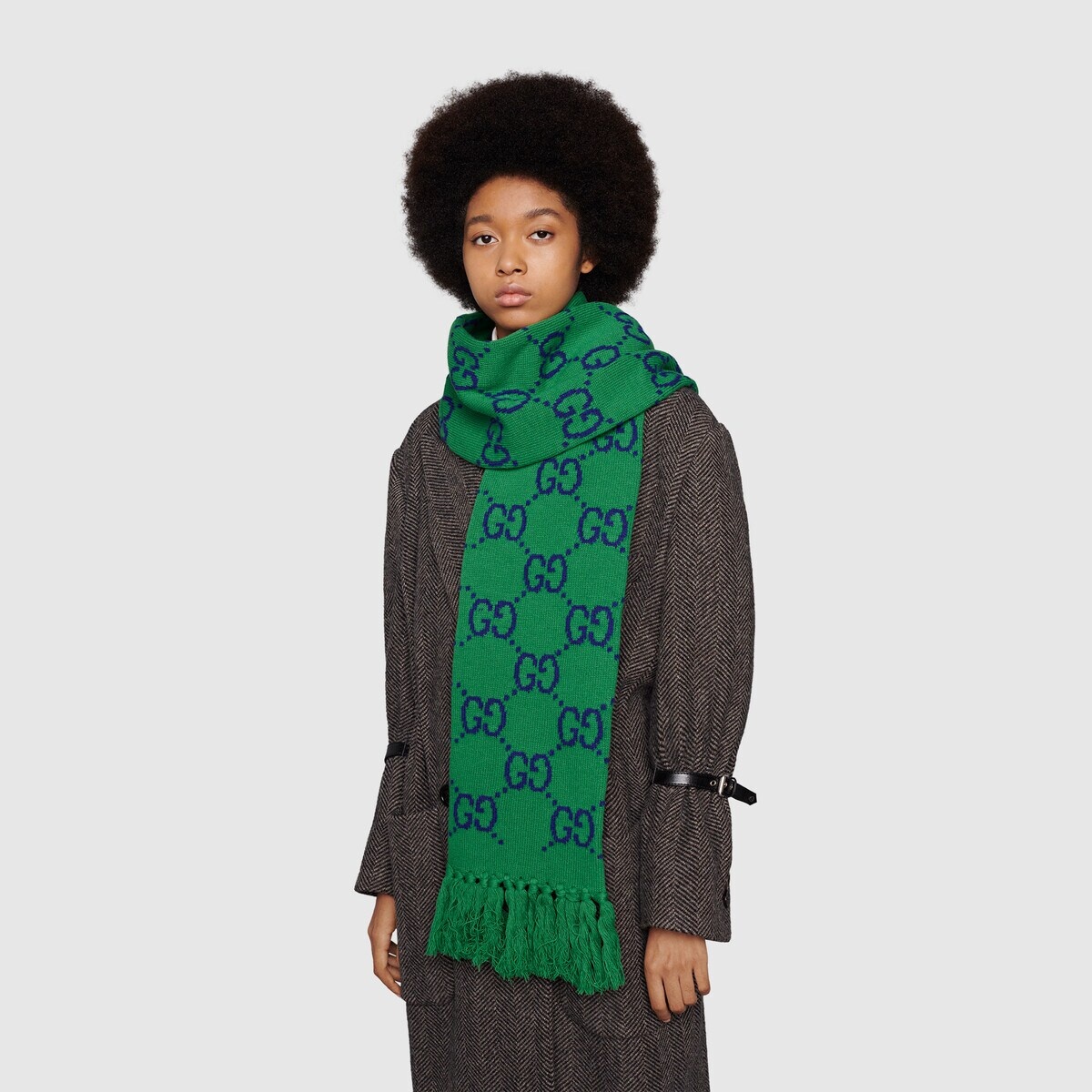 GG wool jacquard scarf - 4