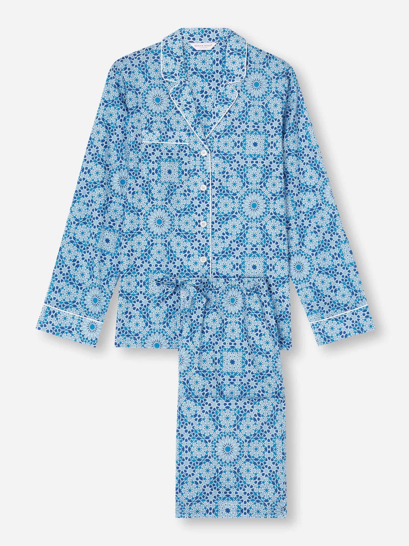 Derek Rose Women's Pyjamas Ledbury 69 Cotton Batiste Blue