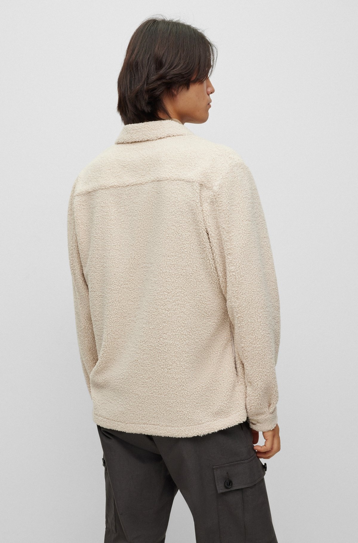 OVERSIZE-FIT OVERSHIRT IN FAUX TEDDY WITH LOGO LABEL - 5