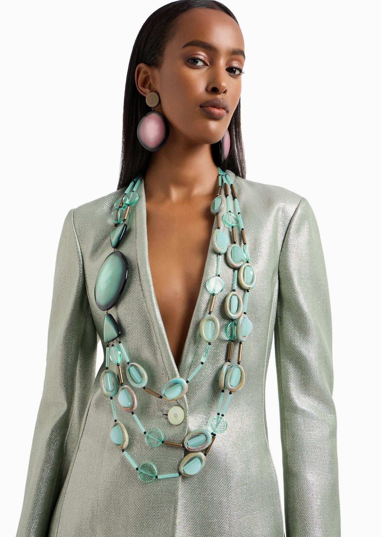 Long necklace with oversized pendant - 3