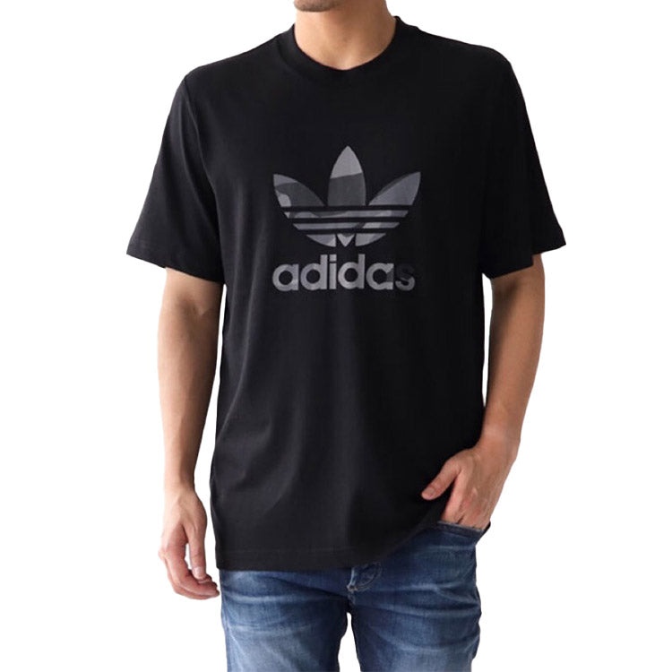 Men's adidas Logo Printing Short Sleeve Black T-Shirt ED6959 - 6