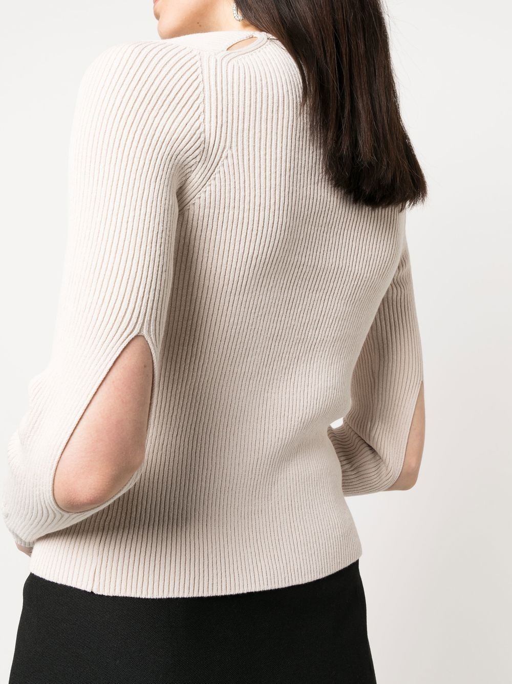 ribbed-knit cotton-blend cardigan - 5