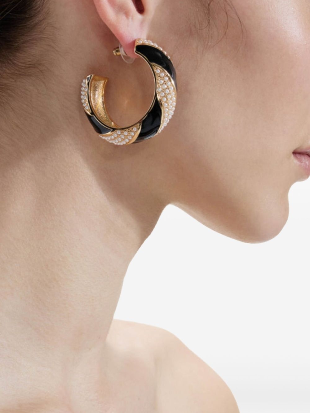 faux-pearl hoop earrings - 3